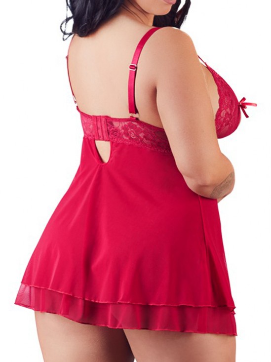 Cottelli Babydoll Half Open Cup Red
